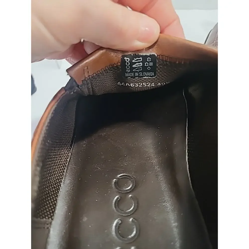 ECCO Slip On Dress Shoes Brown Leather Men's Size 44 EUR (10.5 US)